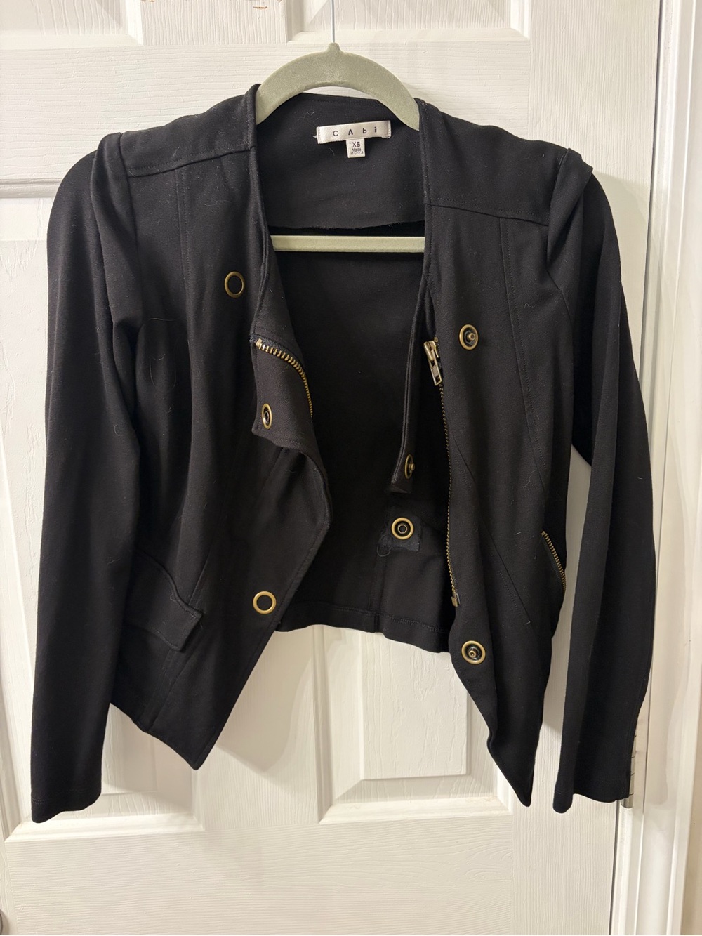 CAbi Black Women's Military-Style Zip & Snap Jacket